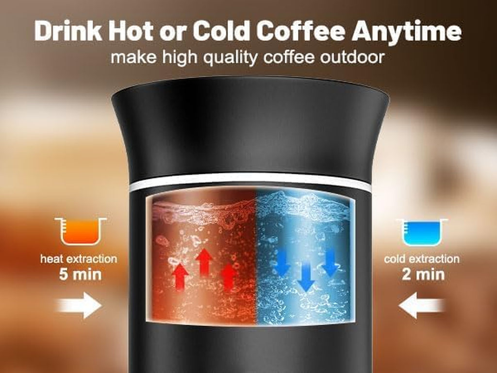 Portable Coffee Maker, Espresso Machine for Hiking Smart Display, 20 Bar Mini Travel Coffee Maker, Expresso Coffee Machines with Usb-C,3-In-1 Car Coffee Maker Self-Heating, Ground Coffee & Capsule