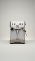 Single-shot espresso machine brushed steel with Café Taupe accents