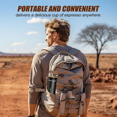 Portable Coffee Maker, Espresso Machine for Hiking Smart Display, 20 Bar Mini Travel Coffee Maker, Expresso Coffee Machines with Usb-C,3-In-1 Car Coffee Maker Self-Heating, Ground Coffee & Capsule
